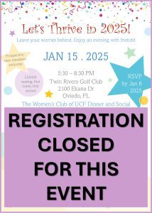 Flyer for a club event on January 15, 2025, at Twin Rivers Golf Club in Oviedo, Florida. Registration closed for this event.